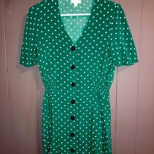 Abound Nordstrom Rack Green Button Polka Dot Dress
